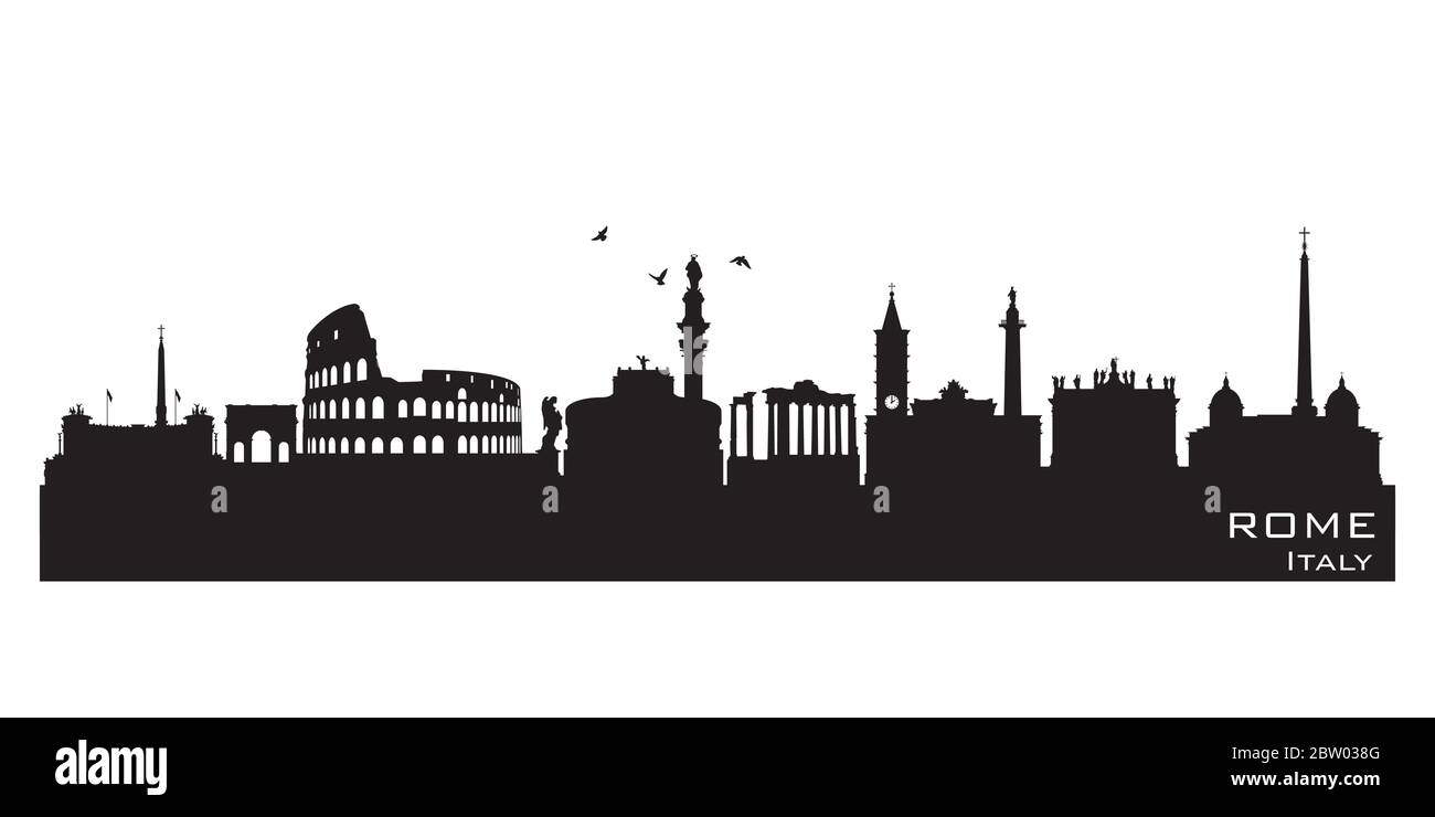 Profilo vettoriale dettagliato dello skyline di Roma Italia Illustrazione Vettoriale