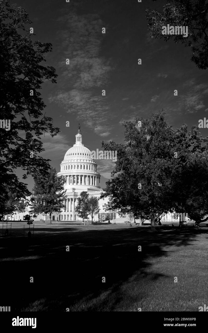 Il Campidoglio degli Stati Uniti, First St se, Washington, DC 20004, USA. Fotografato di giorno. Destinazione turistica americana. Congresso degli Stati Uniti Foto Stock