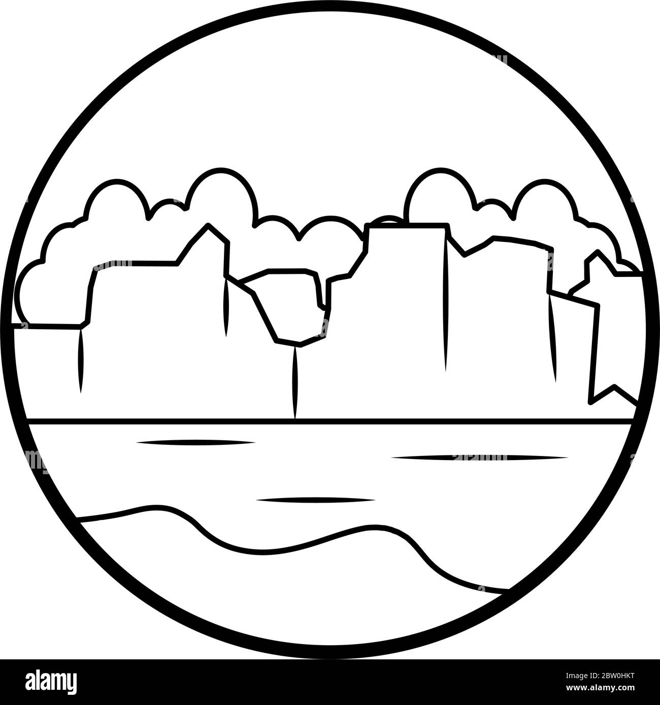 icona di iceberg orizzontale su sfondo bianco, stile linea, illustrazione vettoriale Illustrazione Vettoriale