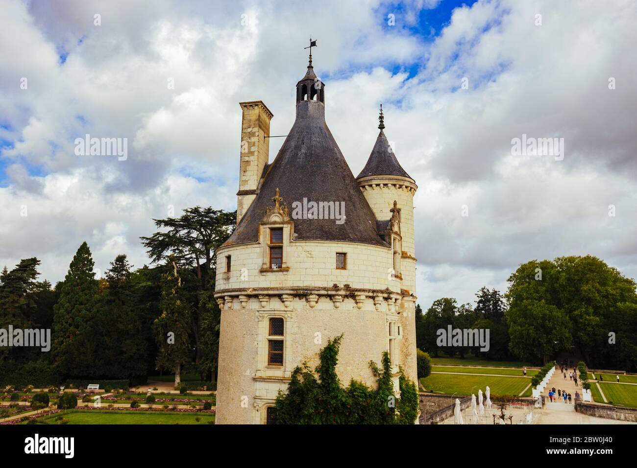 Luglio 23, 2017 il castello di Chenonceau. La Francia. La facciata del castello medievale di ladies. Il royal castello medievale del Castello di Chenonceau e il Foto Stock