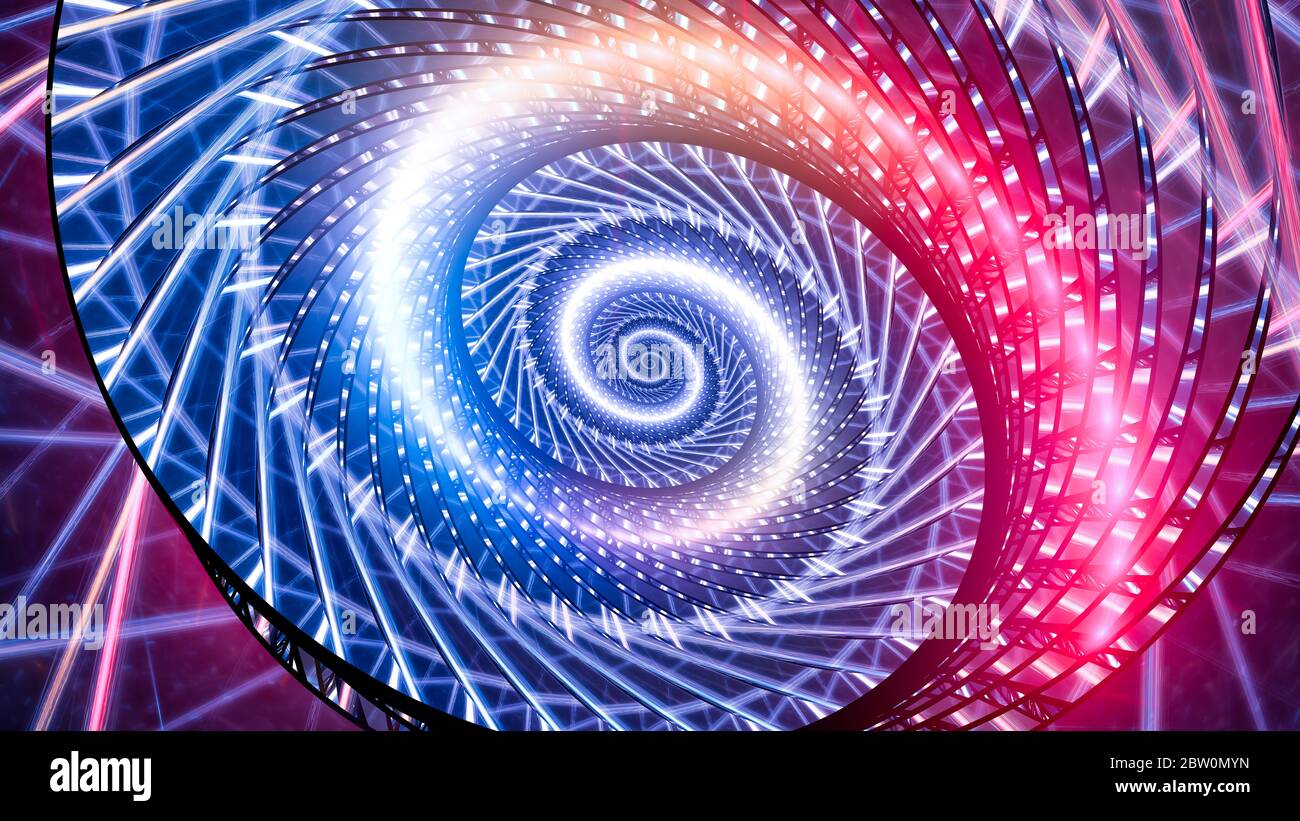 Spirale retrò colorata e luminosa, sfondo astratto generato dal computer, rendering 3D Foto Stock