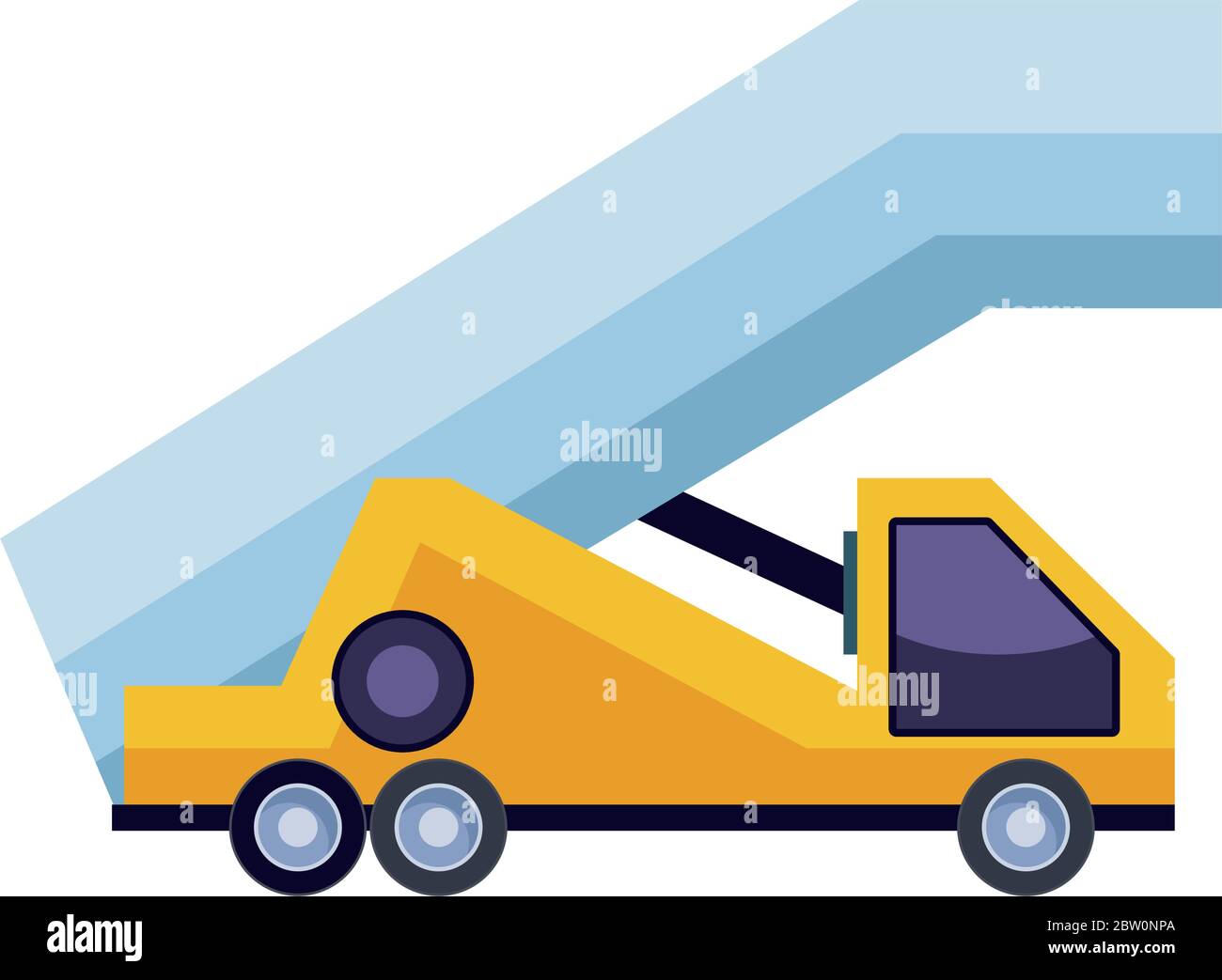 icona veicolo per l'aeroporto di un camion con scale Illustrazione Vettoriale