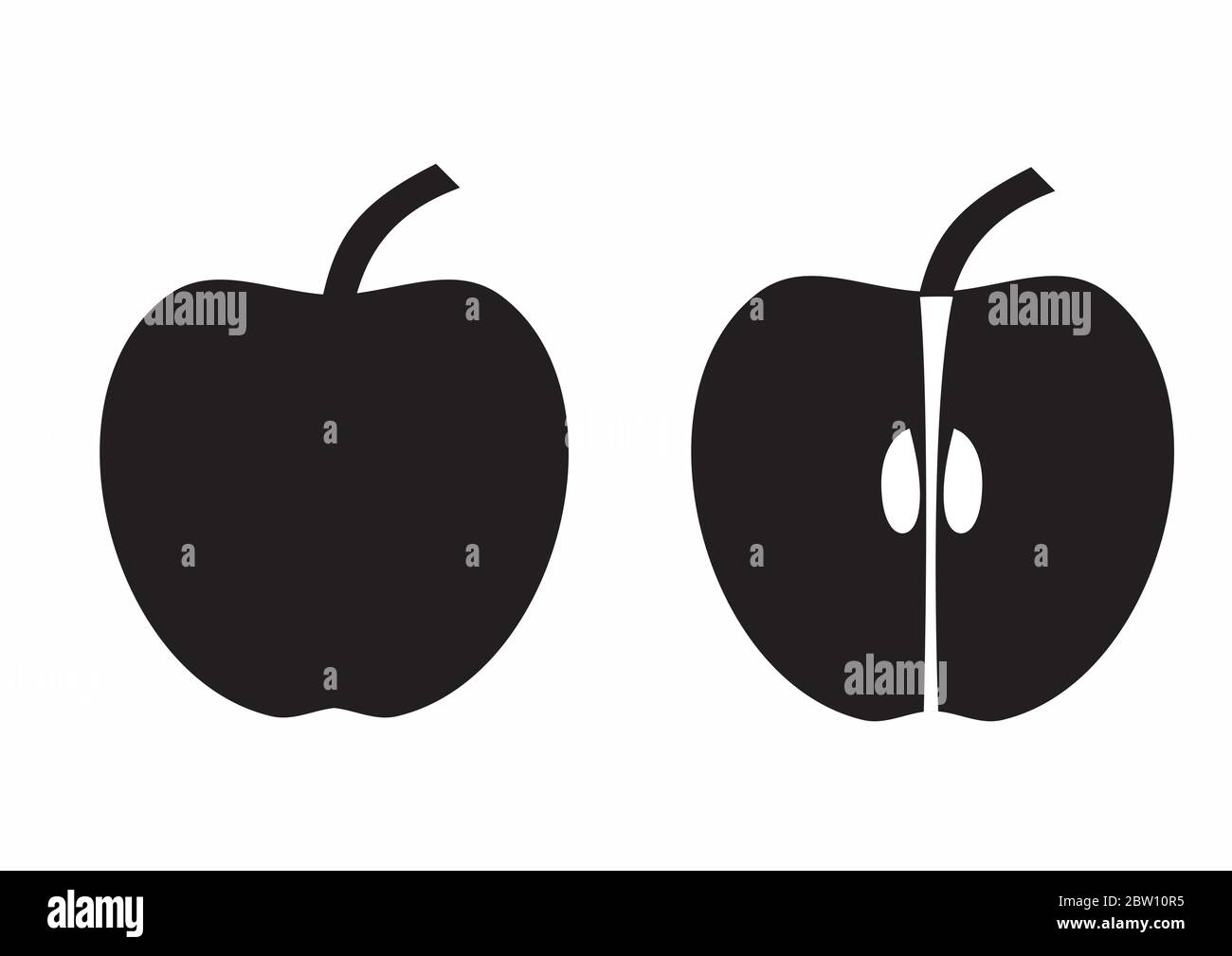 silhouette vettoriale apple doppia Illustrazione Vettoriale