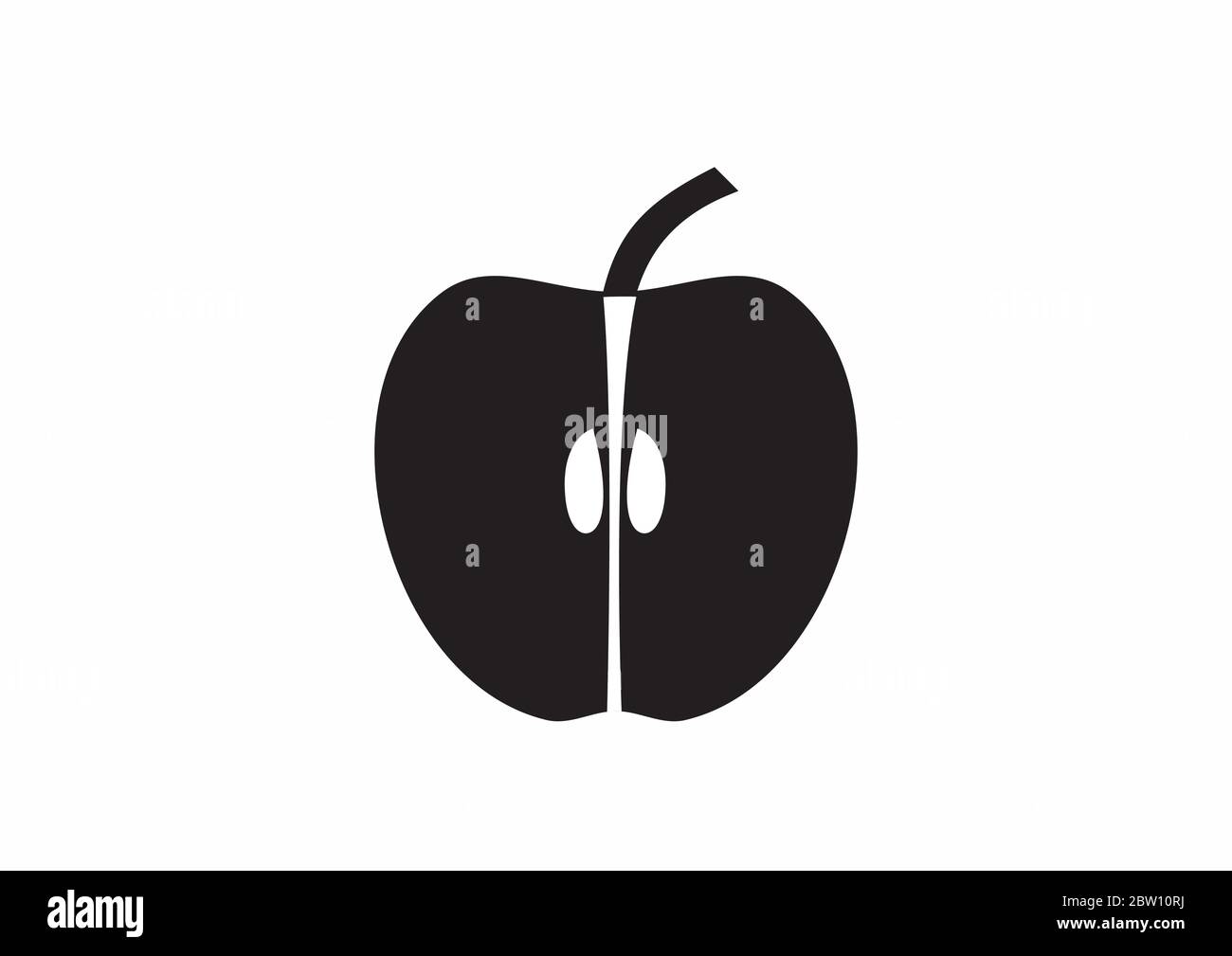 silhouette vettoriale apple a sezione singola Illustrazione Vettoriale