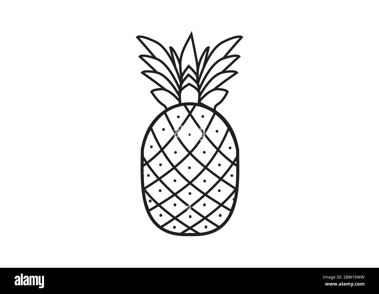 icona vettore linea art uno ananas Illustrazione Vettoriale