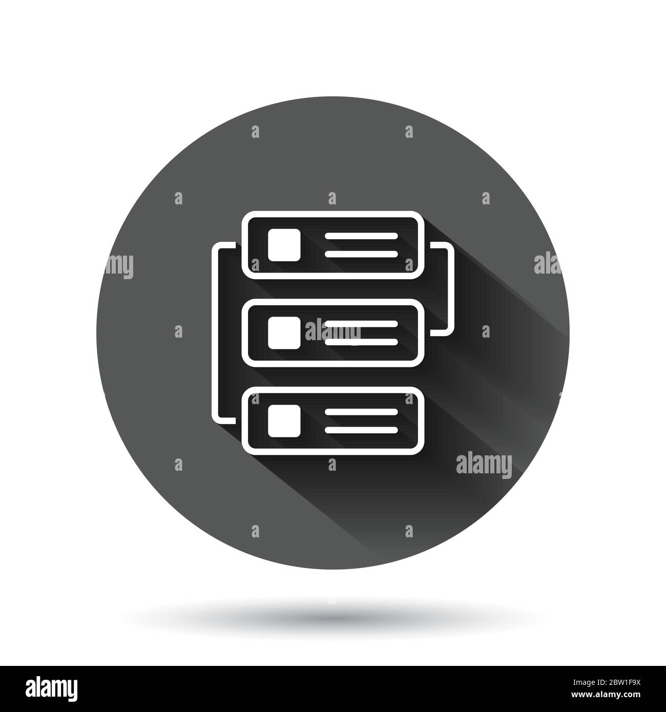 Icona di miglioramento in stile piatto. Illustrazione vettoriale dell'efficienza su sfondo nero rotondo con effetto di ombra lungo. Produttività cerchio pulsante business Illustrazione Vettoriale