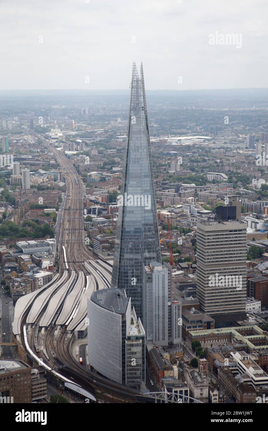 Vista aerea della Shard e della stazione di London Bridge Foto Stock