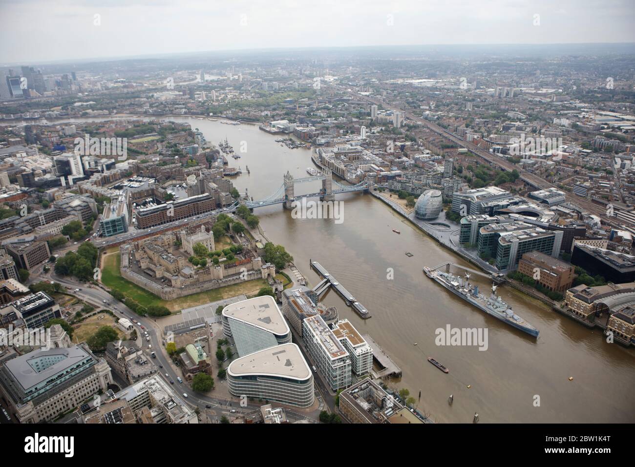 Vista aerea del Tower Bridge, Londra, Regno Unito Foto Stock
