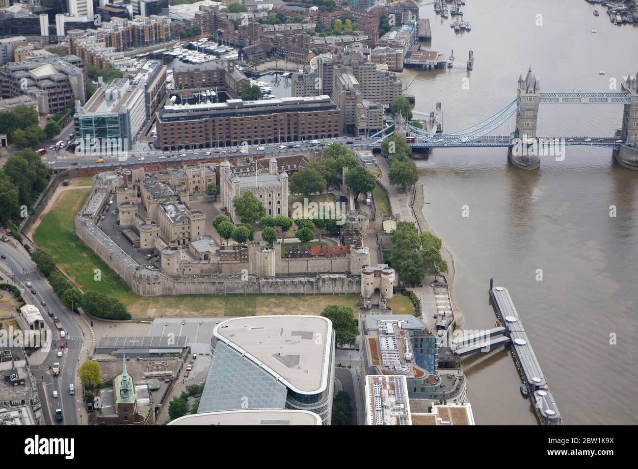 Vista aerea del Tower Bridge, Londra, Regno Unito Foto Stock