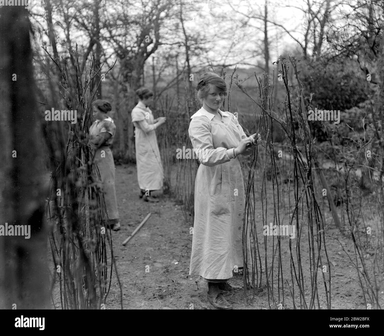 Le donne contadine alla fattoria Hoebridge, Woking. 1914-1918 Foto Stock