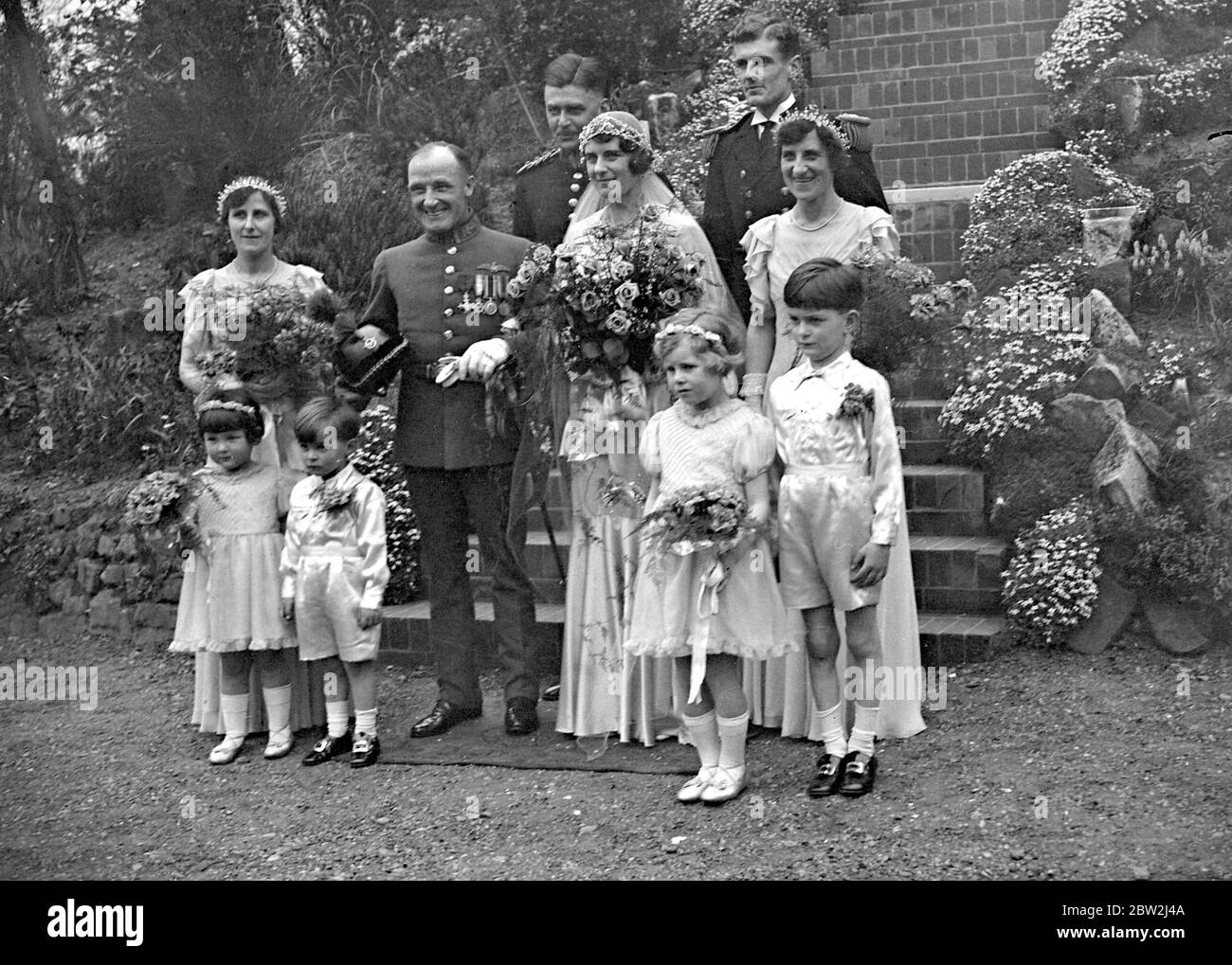 Gruppo al R.A.F. Matrimonio al St Pauls Cray. 1934 Foto Stock