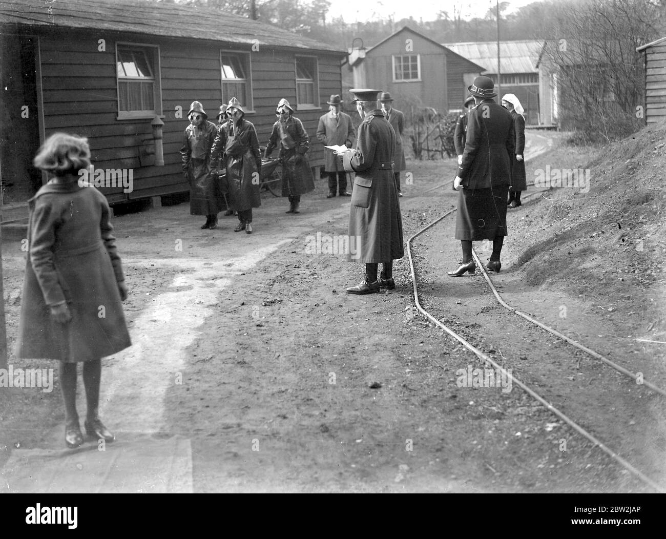 Attacco di gas (grotte di Chislehurst). 1934 Foto Stock