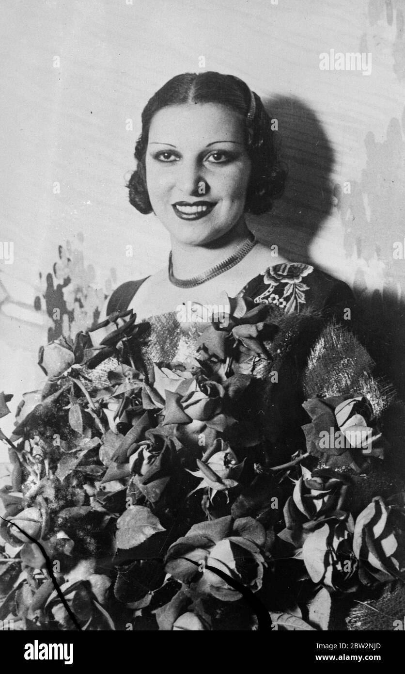 Miss Teatro 1934 . Senorita Matilde Vazquez , una delle attrici più famose della Spagna , fu proclamata nel Teatro Miss di Barcellona 1934 . Senorita Vazquez dopo la sua elezione . 14 maggio 1934 Foto Stock