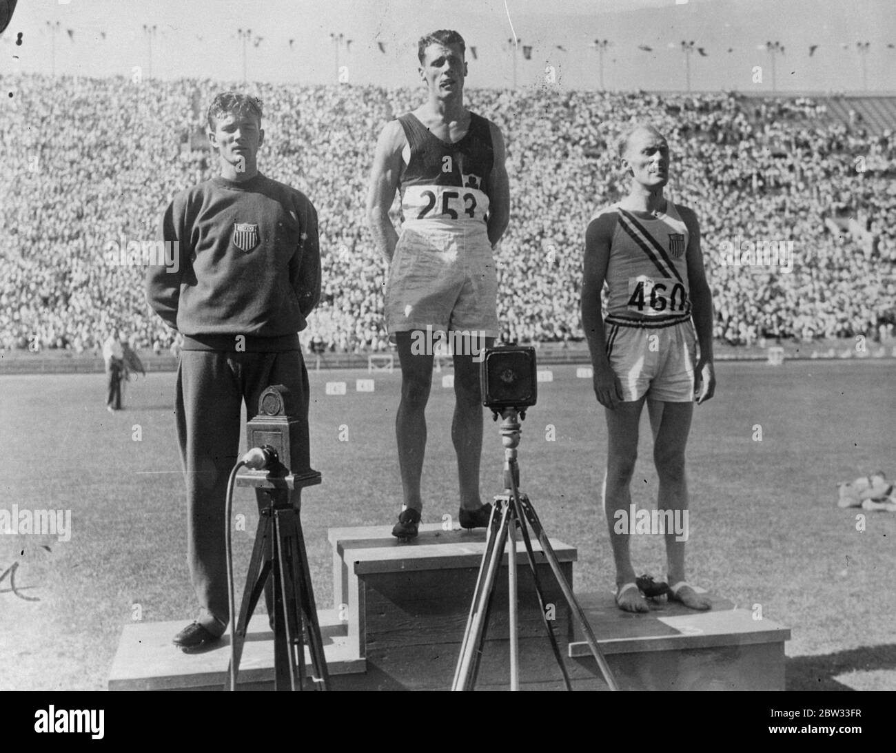 Vincitori di hurdles a Los Angeles . 12 agosto 1932 Foto Stock