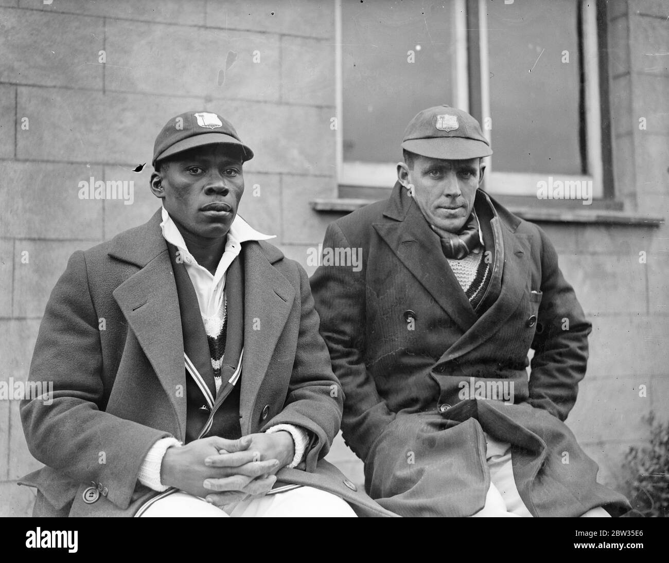 Manny Martindale (a sinistra) e Jackie Grant, capitano della squadra di cricket dell'India occidentale. Aprile 1933 Foto Stock