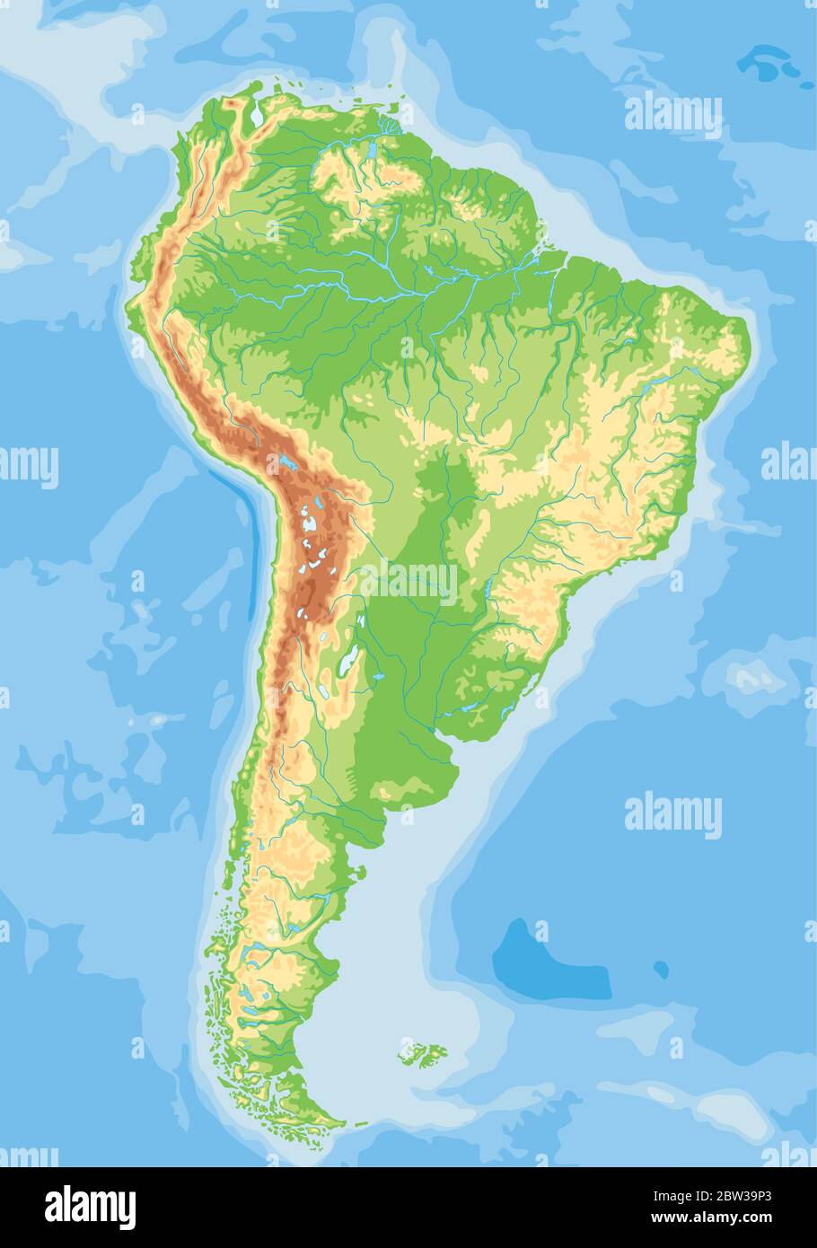 America Del Sud Cartina Fisica Immagini Vettoriali Stock Alamy