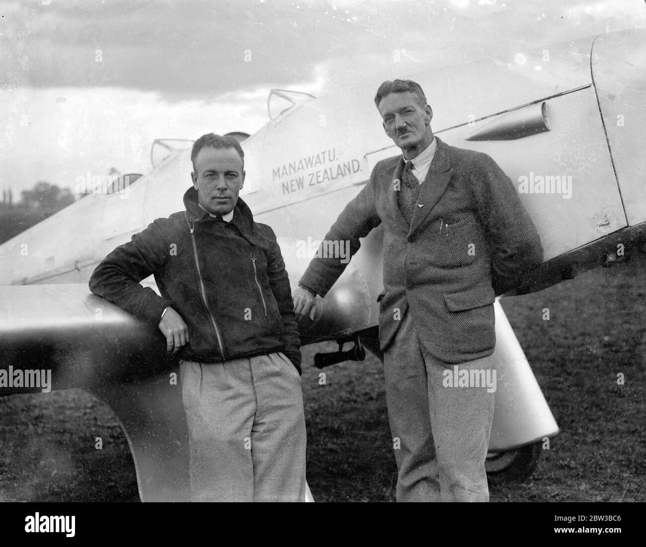 Concorrenti neozelandesi nella gara aerea di Londra - Melbourne . 11 ottobre 1934 Foto Stock