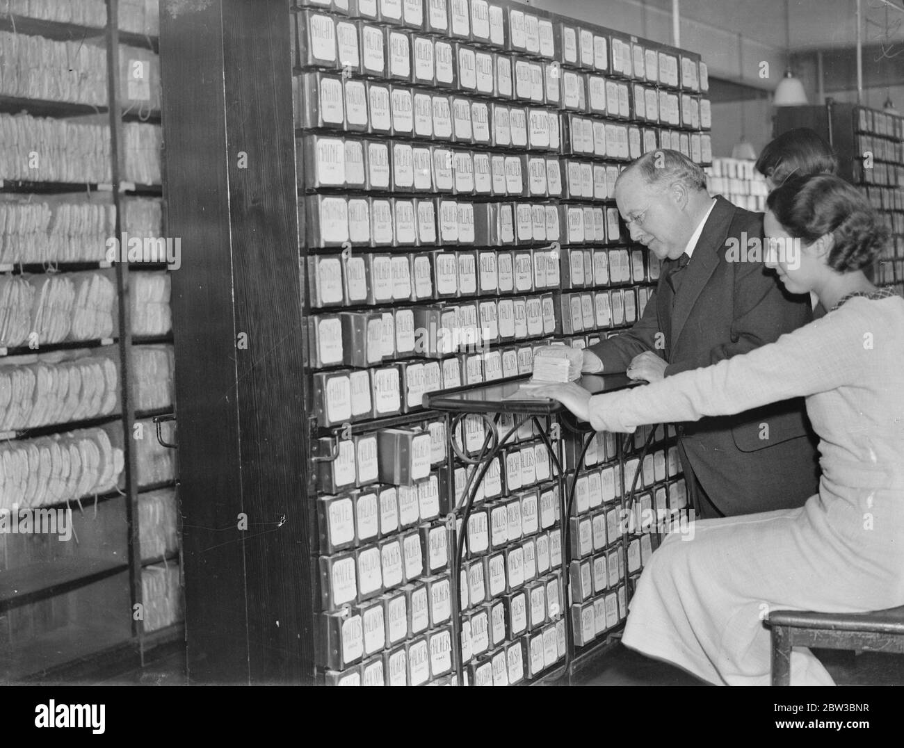 Postmaster Generale ispezione del sistema di archiviazione . 22 ottobre 1934 Foto Stock