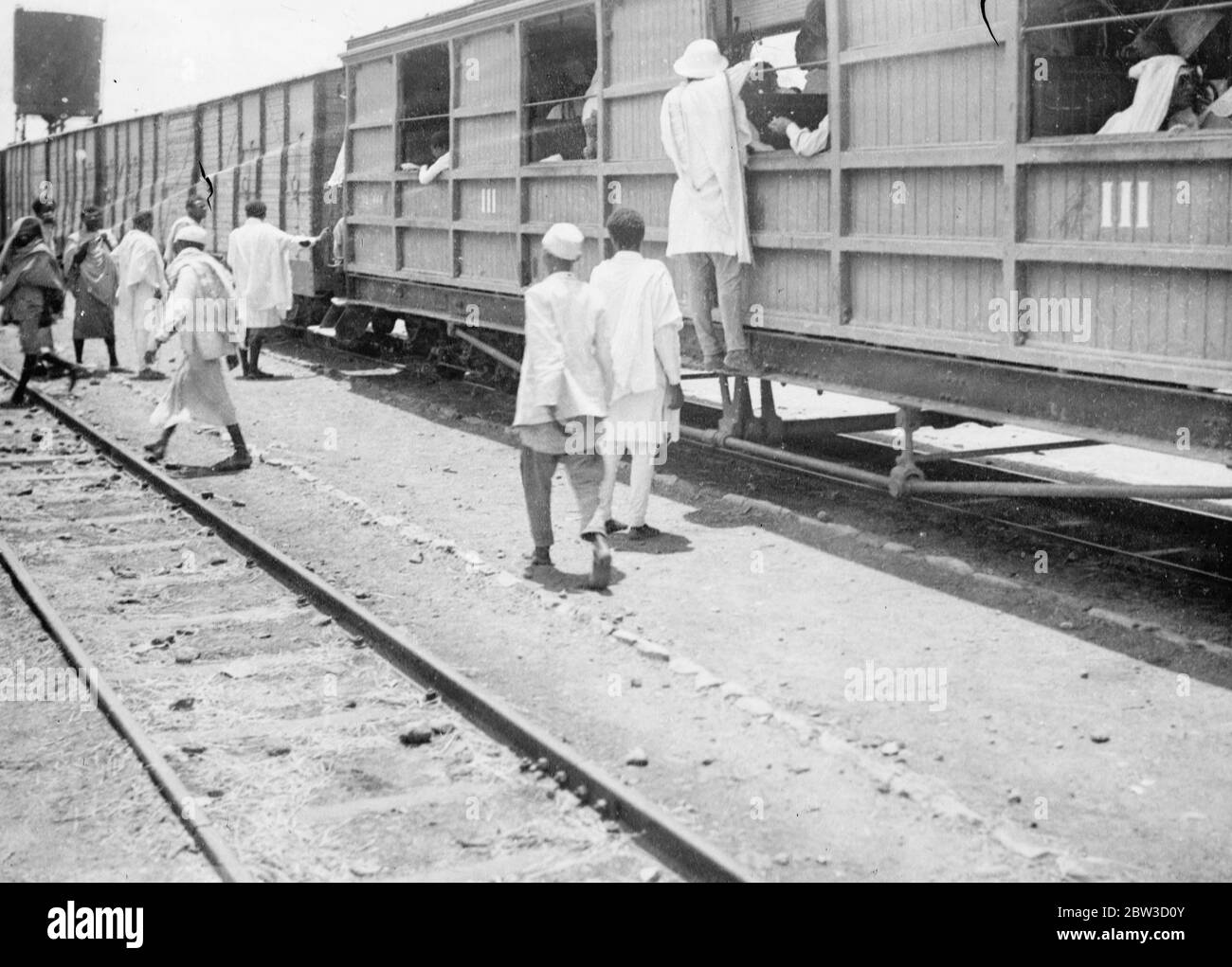 Vagone ferroviario di terza classe ad Addis Abeba . 1935 Foto Stock