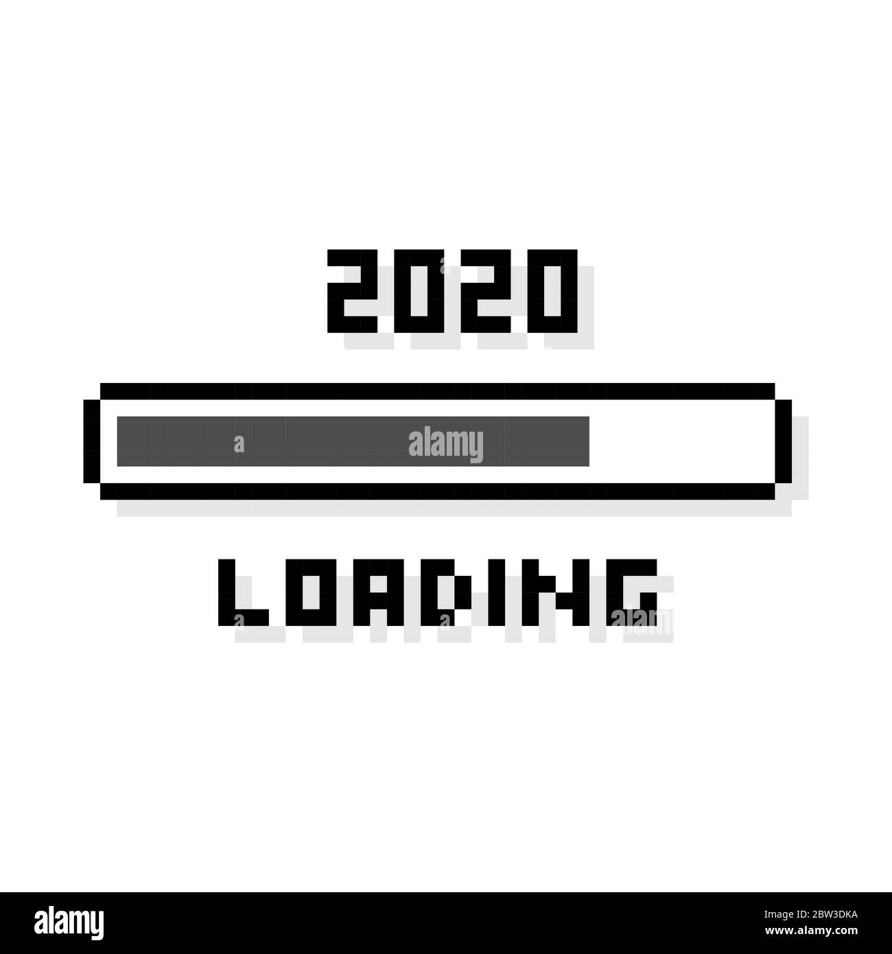 Pixel art 2020 anni caricamento nero - illustrazione vettoriale isolata Illustrazione Vettoriale