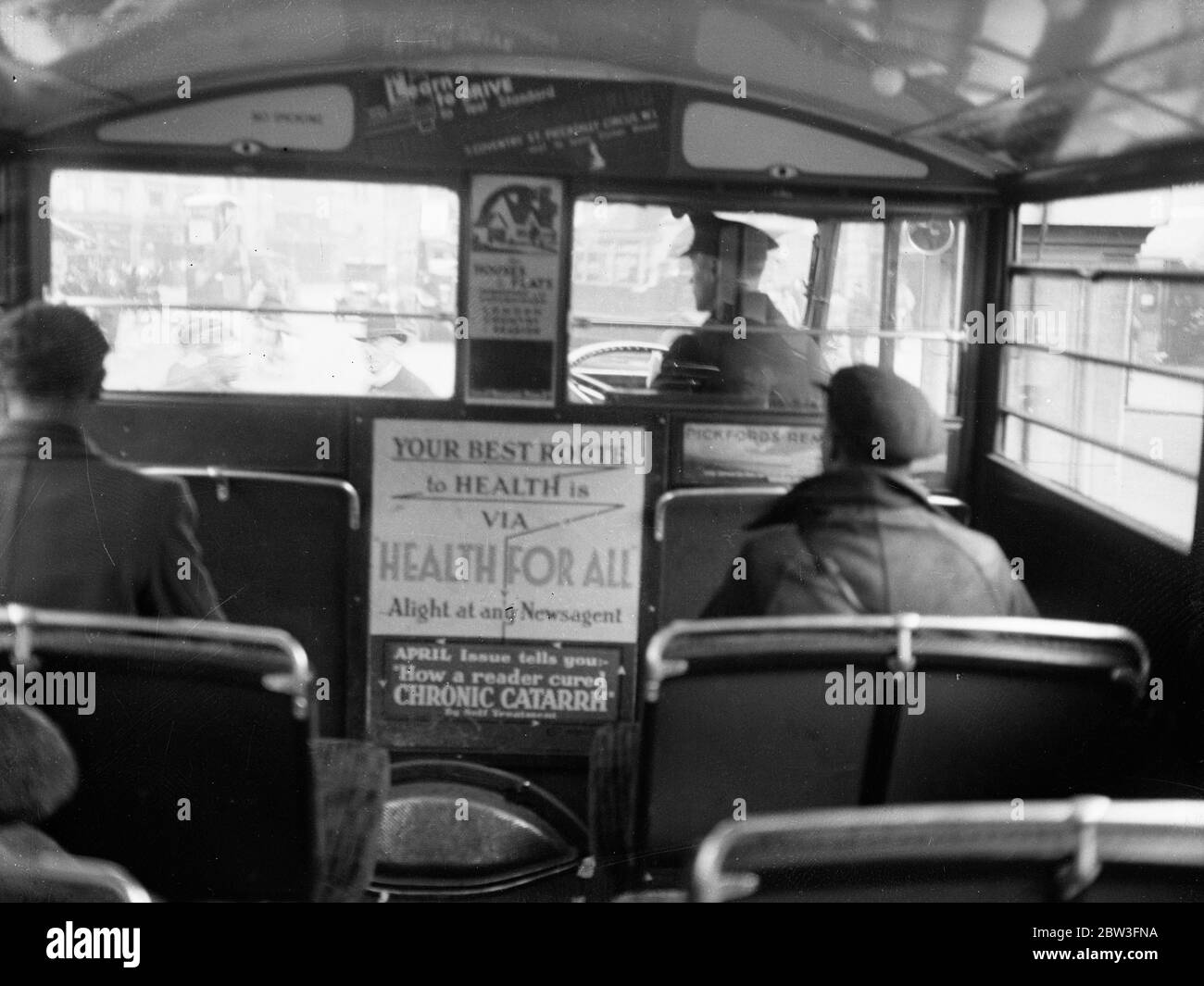 Vista interna di un autobus . Foto Stock