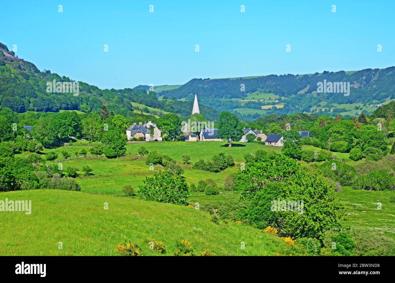 Compains villaggio, Puy-de-Dome, Auvergne, Massiccio-Centrale, Francia Foto Stock