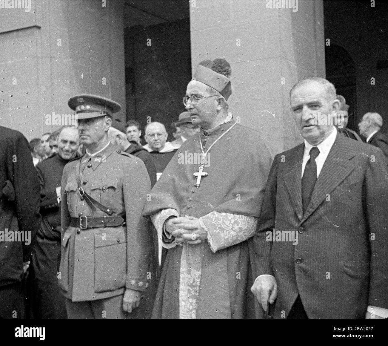 L'arrivo delle truppe nazionaliste a San SebastiÃ¡n / Donostia. Foto: Ufficiale, leader militari e politici, clero ? Settembre 1936 Foto Stock