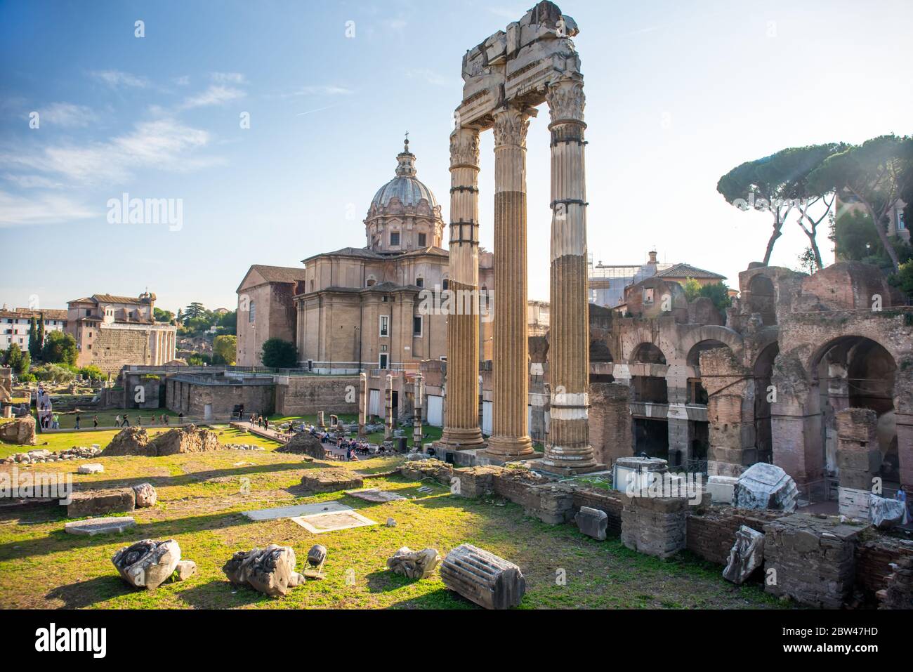 Vista del Forum Romanum dal Campidoglio in Italia, Roma. Viaggi nel mondo Foto Stock