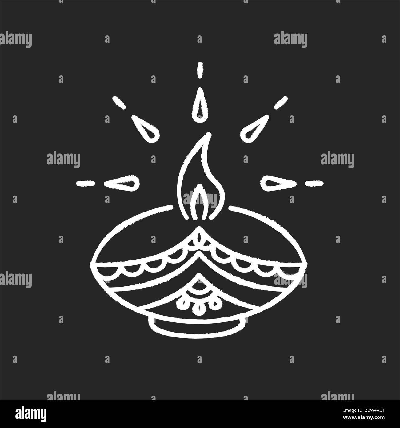 Diwali festival gesso icona bianca su sfondo nero Illustrazione Vettoriale