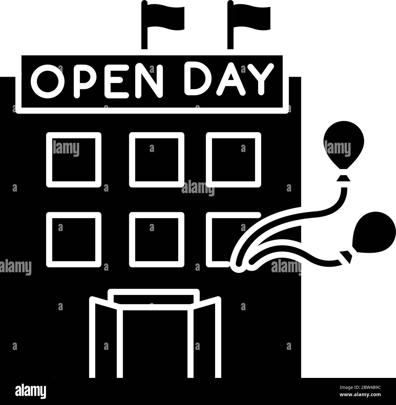 Icona glifo nero giorno casa aperto Illustrazione Vettoriale