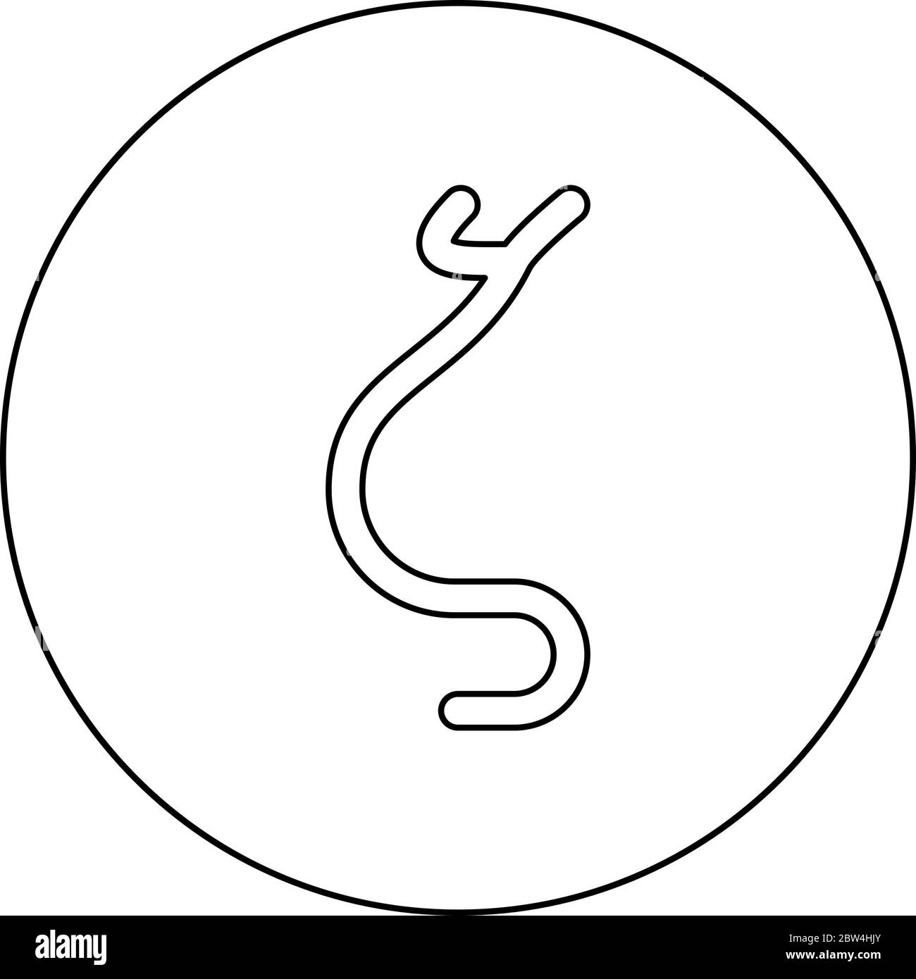 Zeta simbolo greco lettera minuscola carattere icona in cerchio rotondo contorno nero colore vettore illustrazione piatta stile semplice immagine Illustrazione Vettoriale
