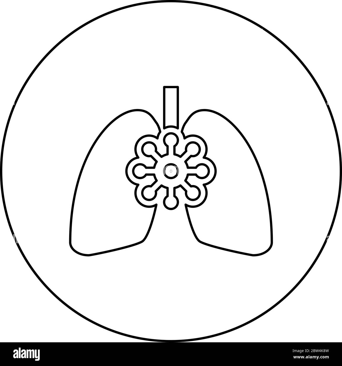 Coronavirus polmoni danneggiati Virus corona atack mangiare polmone Concept Covid 19 Infected tuberculosis icona in cerchio rotondo contorno nero vettore di colore Illustrazione Vettoriale Coronavirus polmoni danneggiati Virus corona atack mangiare polmone Concept Covid 19 Infected tuberculosis icona in cerchio rotondo contorno nero vettore di colore Illustrazione Vettoriale