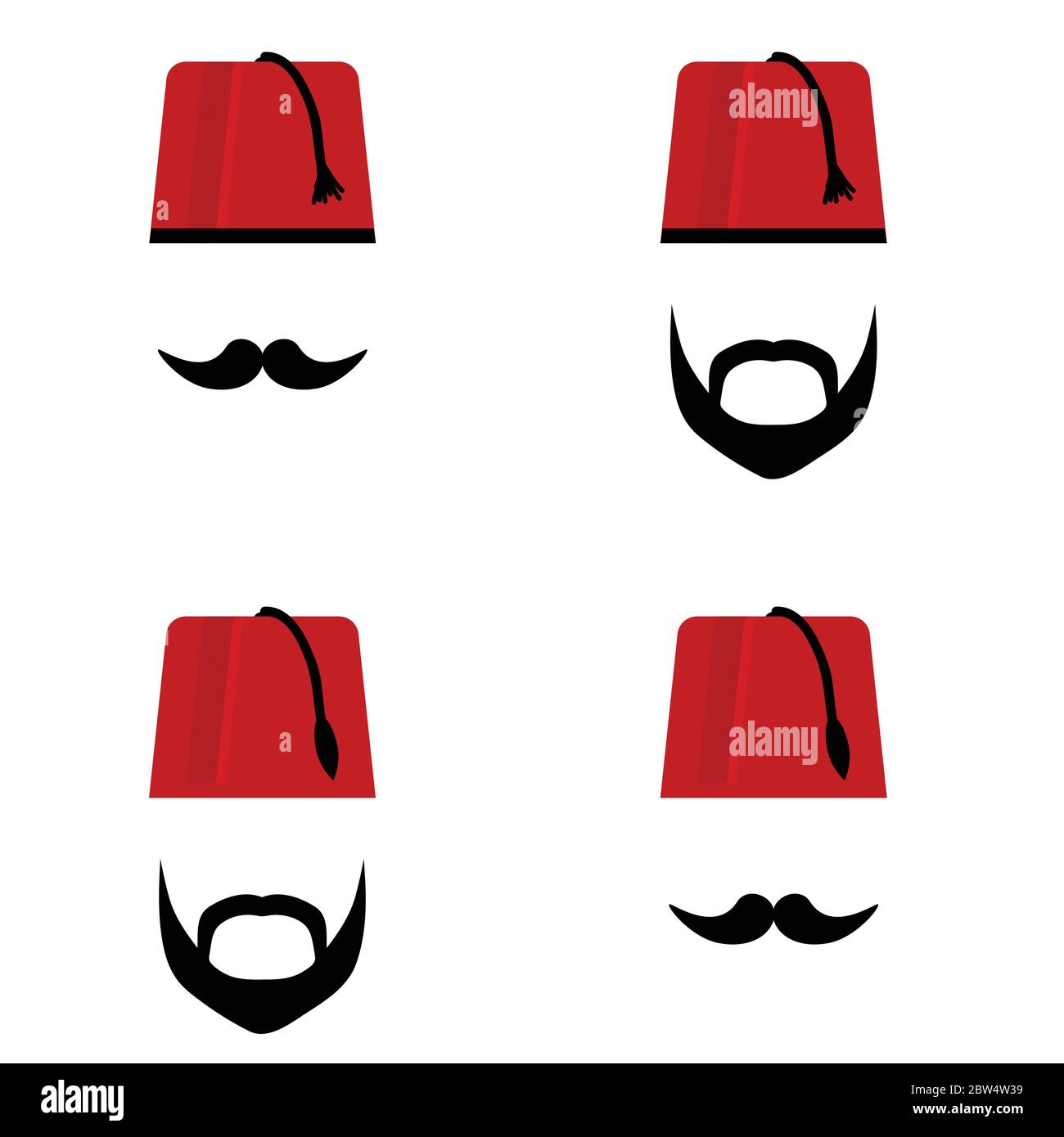 testa uomo con illustrazione grafica a colori fez set Illustrazione Vettoriale