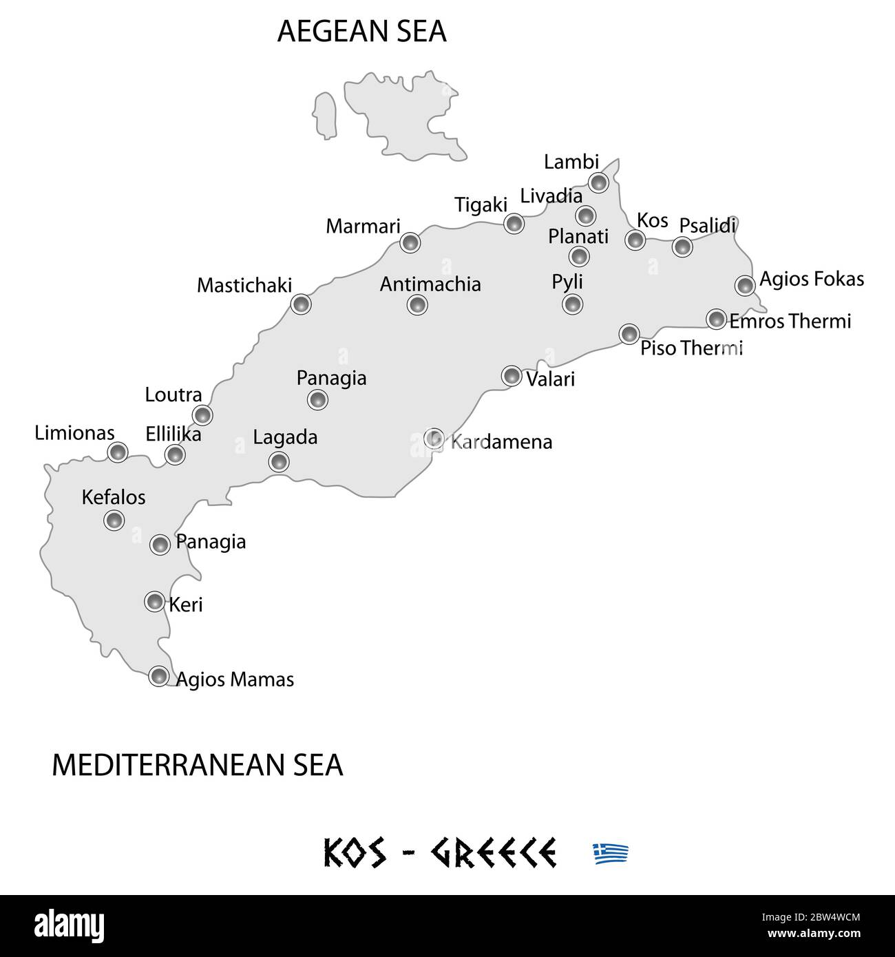 isola di kos in grecia mappa bianca illustrazione d'arte Immagine e  Vettoriale - Alamy