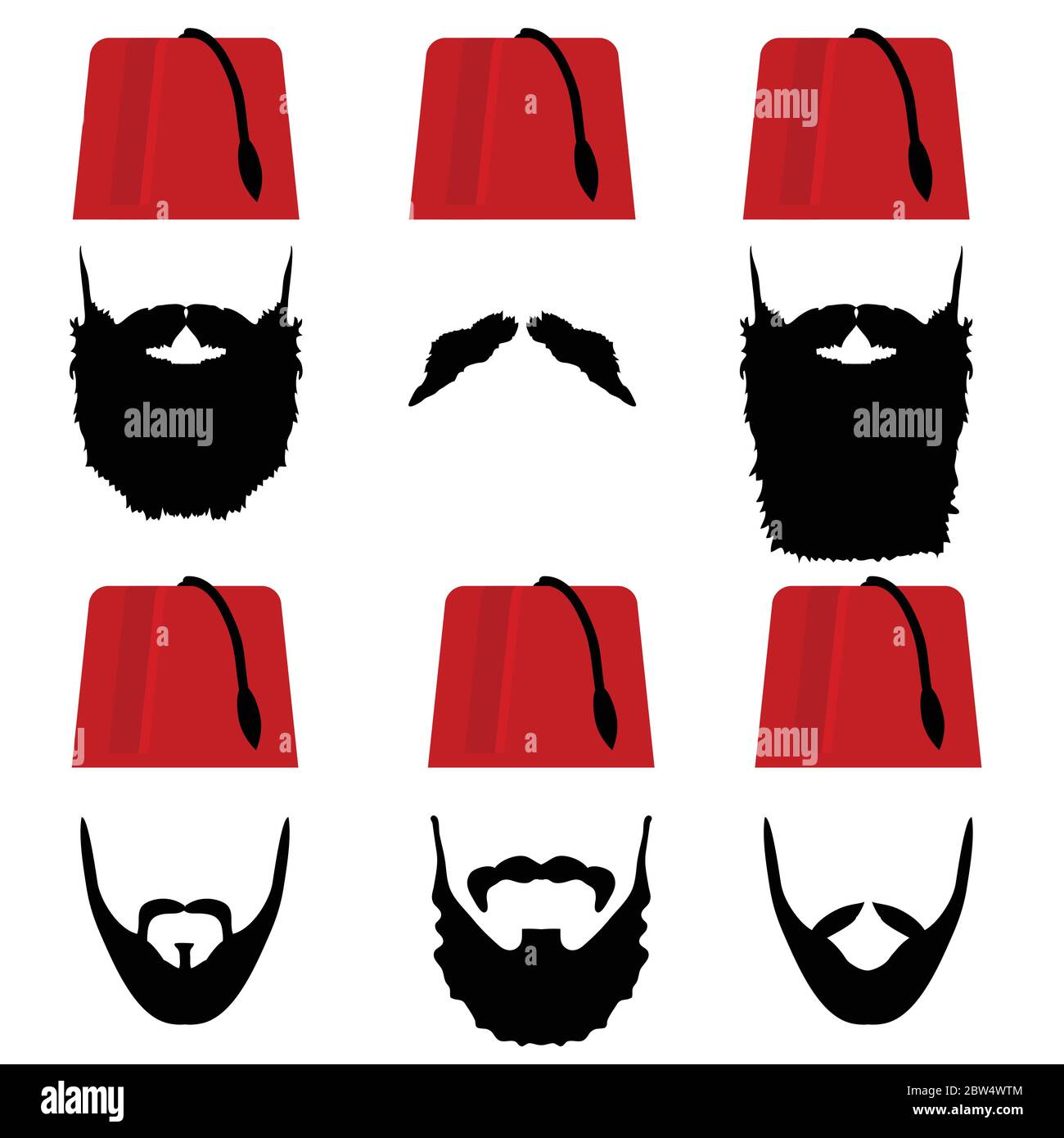 testa uomo con fez imposta l'illustrazione su bianco Illustrazione Vettoriale