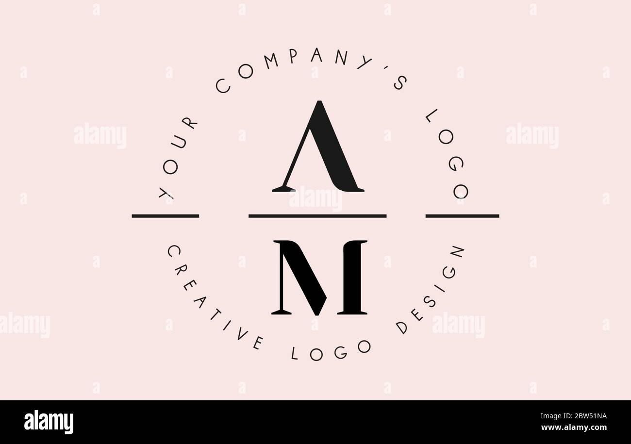 Lettere AM A M Logo Set come timbro o firma personale. Icona AM semplice con modello nome circolare. Illustrazione creativa vettoriale con lettere A e M. Illustrazione Vettoriale