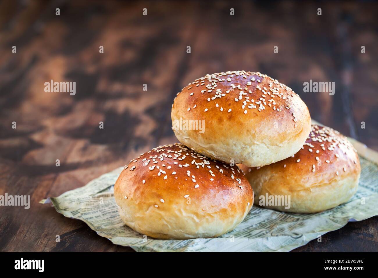 Freschi Fatti in casa panini hamburger Foto Stock