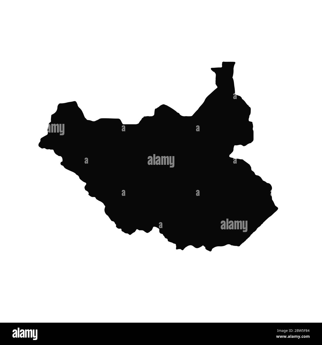 Mappa vettoriale Sud Sudan. Illustrazione vettoriale isolata. Nero su sfondo bianco. Illustrazione EPS 10. Illustrazione Vettoriale