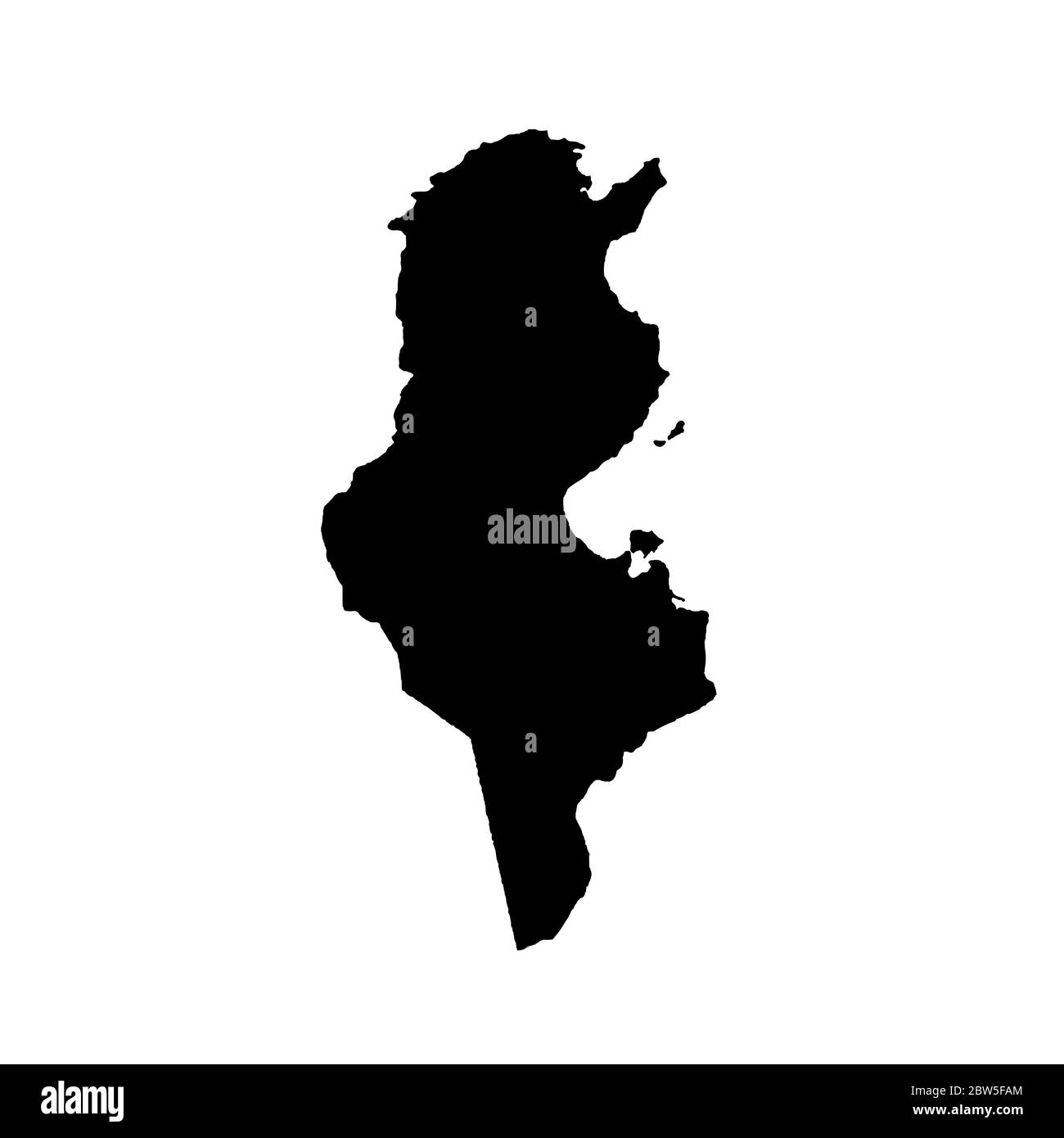 Mappa vettoriale Tunisia. Illustrazione vettoriale isolata. Nero su sfondo bianco. Illustrazione EPS 10. Illustrazione Vettoriale
