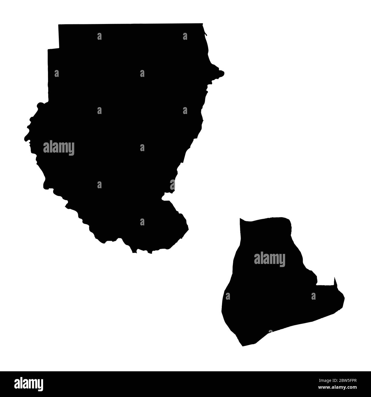 Mappa vettoriale Sudan e Khartoum. Paese e capitale. Illustrazione vettoriale isolata. Nero su sfondo bianco. Illustrazione EPS 10. Illustrazione Vettoriale