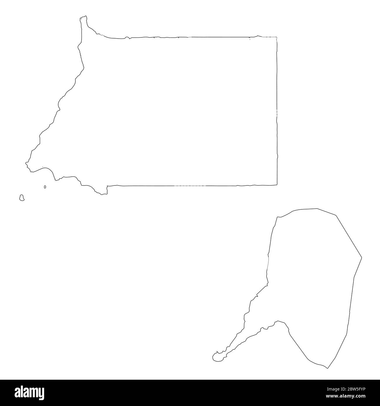 Mappa vettoriale Guinea e Conakry. Paese e capitale. Illustrazione vettoriale isolata. Contorno. Illustrazione EPS 10. Illustrazione Vettoriale