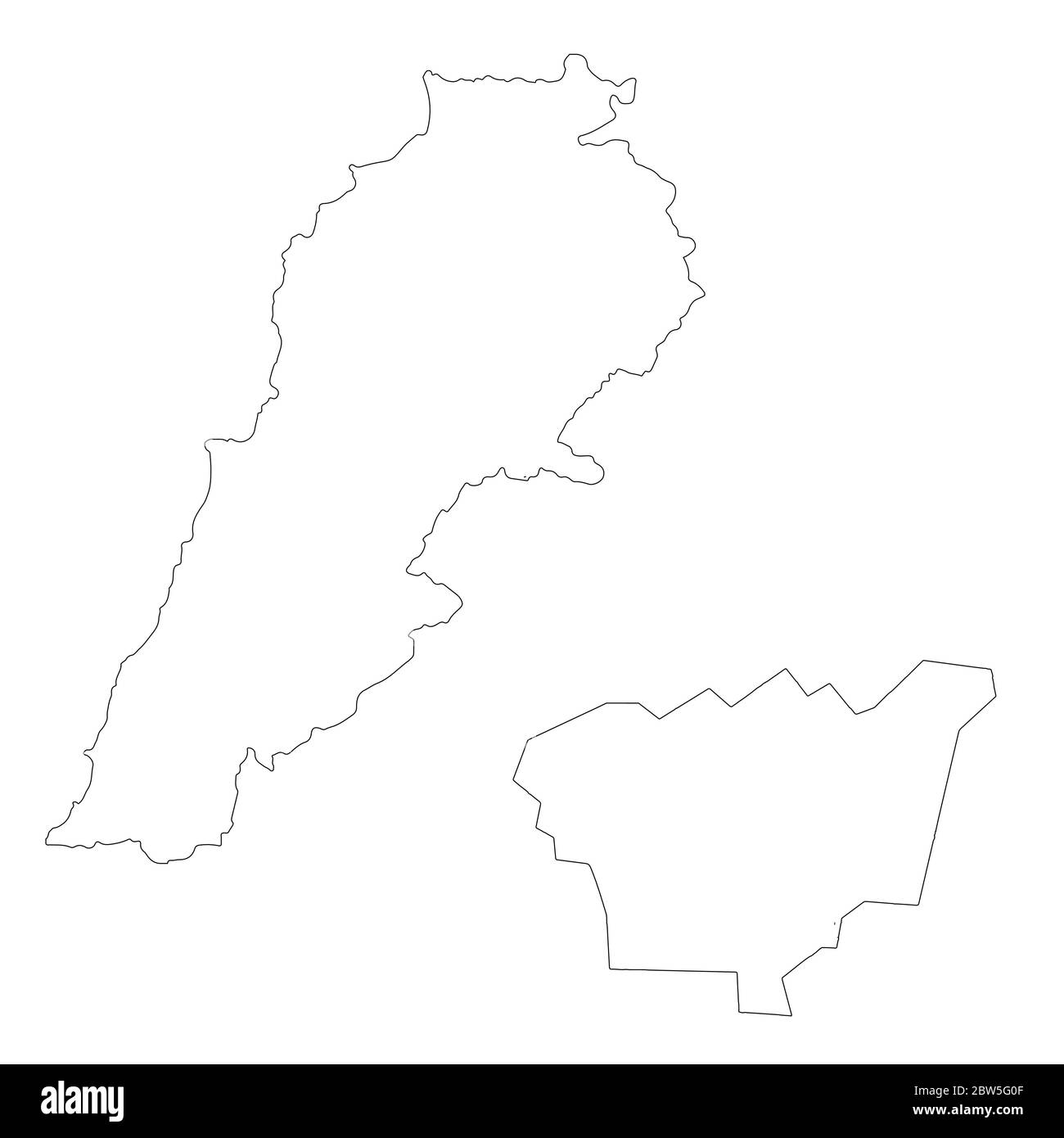 Mappa vettoriale Libano e Beirut. Paese e capitale. Illustrazione vettoriale isolata. Contorno. Illustrazione EPS 10. Illustrazione Vettoriale