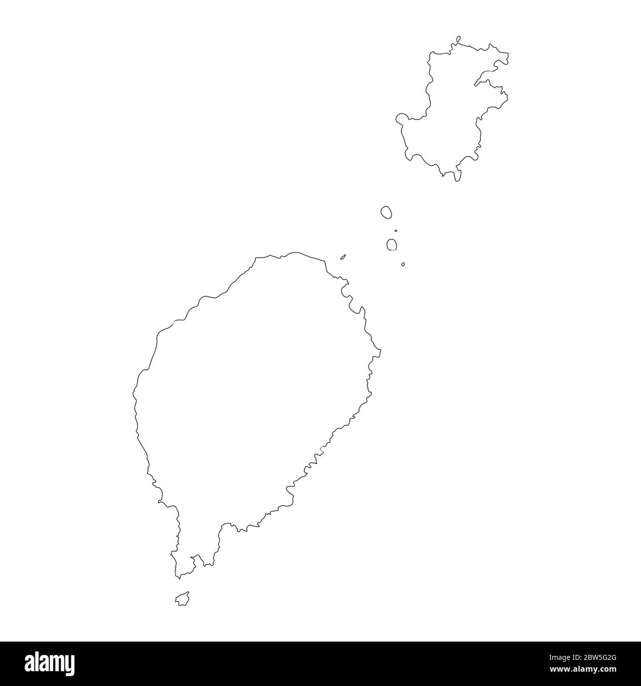 Mappa vettoriale Sao Tomé e Principe. Paese e capitale. Illustrazione vettoriale isolata. Contorno. Illustrazione EPS 10. Illustrazione Vettoriale