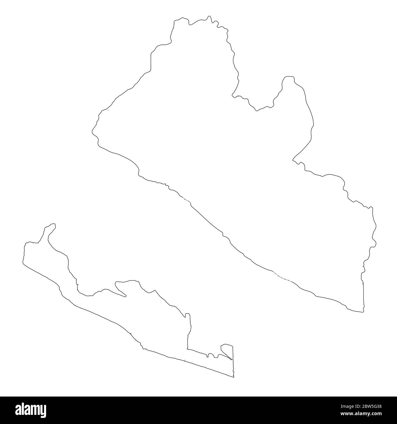 Mappa vettoriale Liberia e Monrovia. Paese e capitale. Illustrazione vettoriale isolata. Contorno. Illustrazione EPS 10. Illustrazione Vettoriale