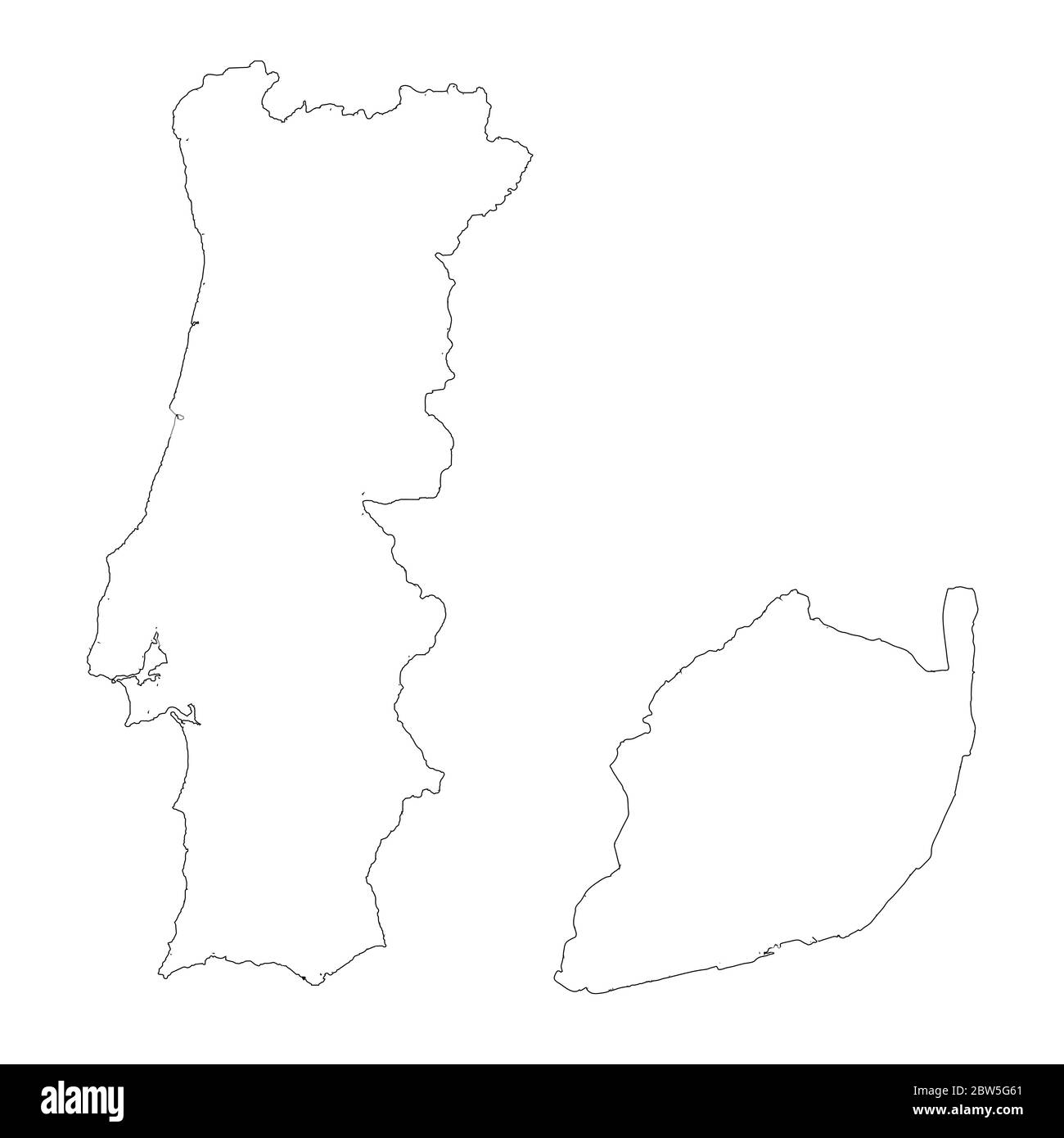 Mappa vettoriale Portogallo e Lisbona. Paese e capitale. Illustrazione vettoriale isolata. Contorno. Illustrazione EPS 10. Illustrazione Vettoriale