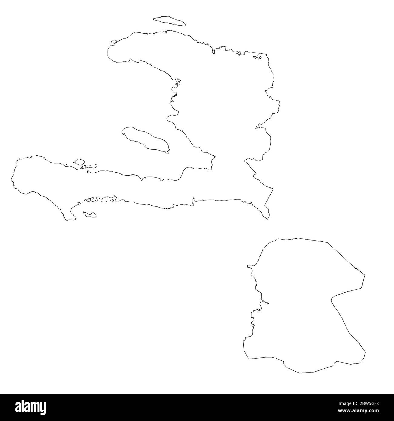 Mappa vettoriale Haiti e Port au Prince. Paese e capitale. Illustrazione vettoriale isolata. Contorno. Illustrazione EPS 10. Illustrazione Vettoriale