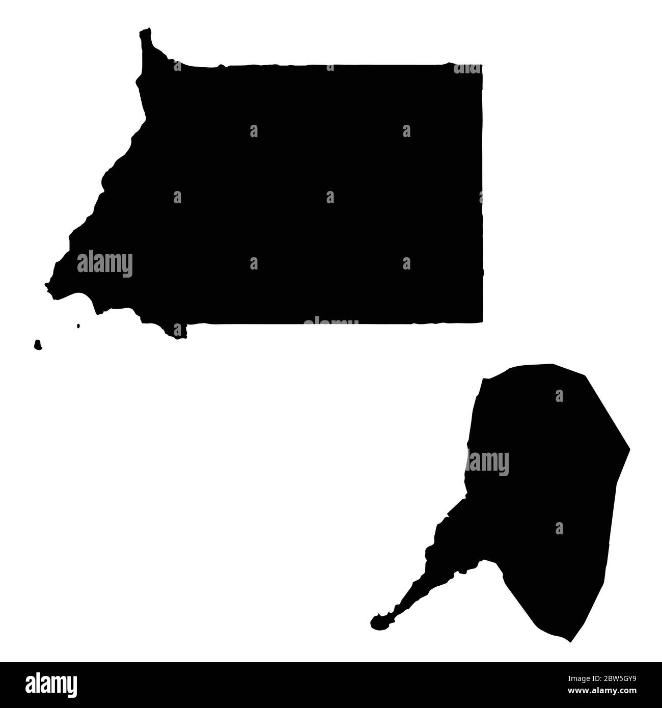 Mappa vettoriale Guinea e Conakry. Paese e capitale. Illustrazione vettoriale isolata. Nero su sfondo bianco. Illustrazione EPS 10. Illustrazione Vettoriale