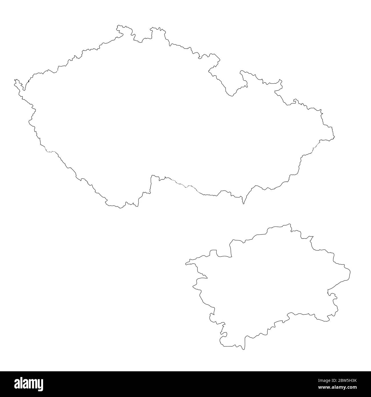 Mappa vettoriale Ceca e Praga. Paese e capitale. Illustrazione vettoriale isolata. Contorno. Illustrazione EPS 10. Illustrazione Vettoriale