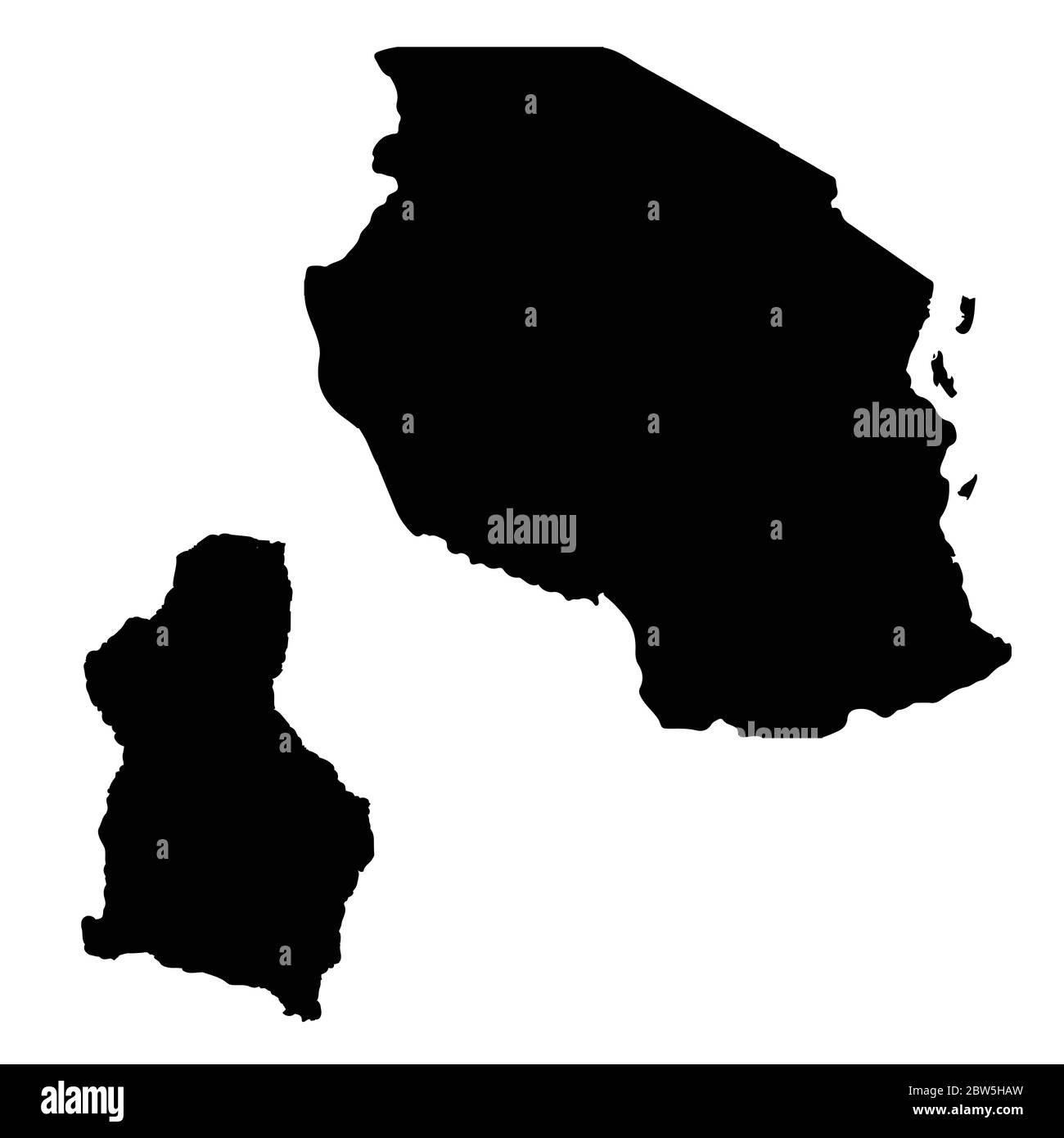 Mappa vettoriale Tanzania e Dodoma. Paese e capitale. Illustrazione vettoriale isolata. Nero su sfondo bianco. Illustrazione EPS 10. Illustrazione Vettoriale