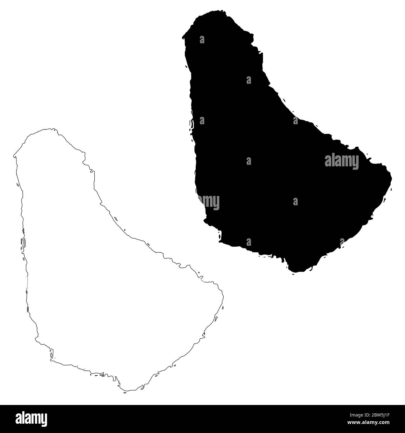 Mappa vettoriale Barbados. Illustrazione vettoriale isolata. Nero su sfondo bianco. Illustrazione EPS 10. Illustrazione Vettoriale